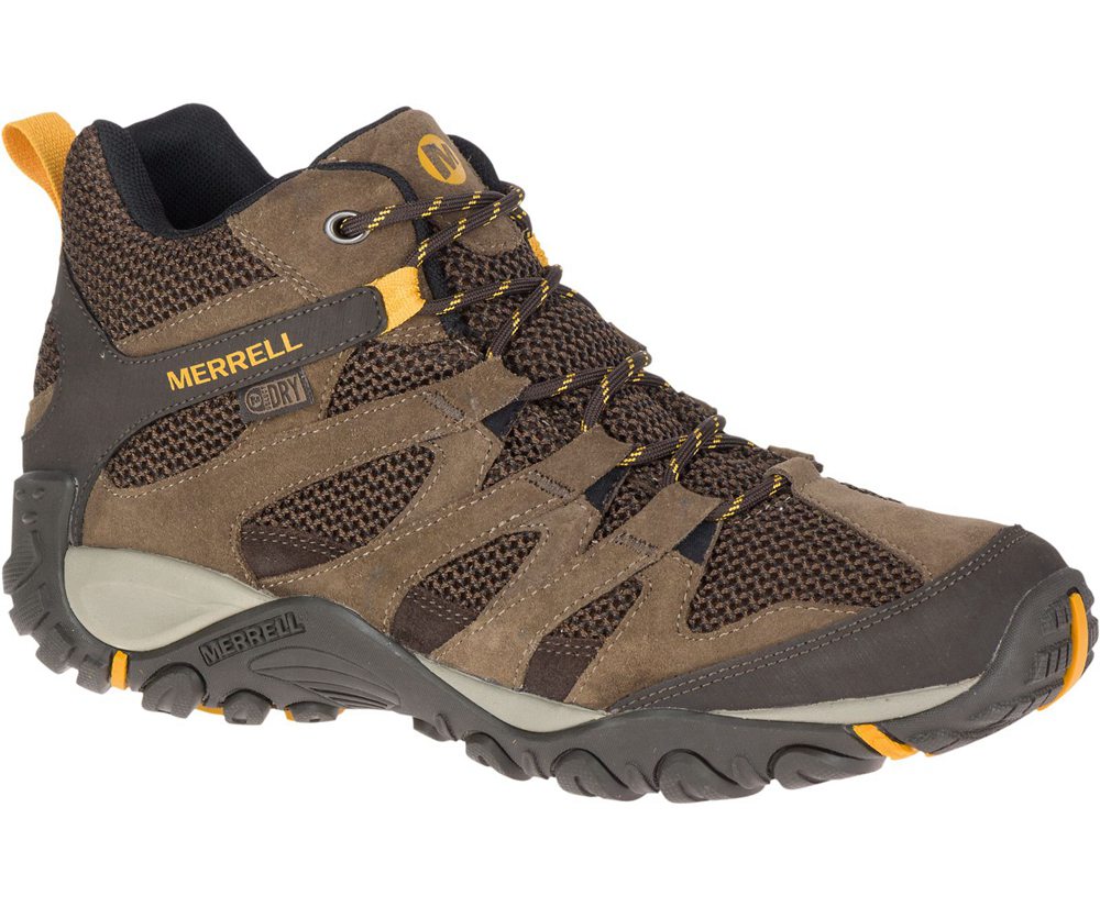 Kozaki Merrell Męskie Brązowe - Alverstone Mid Waterproof Wide Width - 320184-IJS